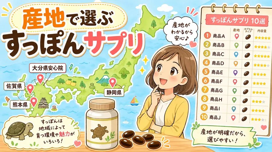 すっぽんサプリは産地も大事！産地が明確な10商品と地域の魅力を紹介